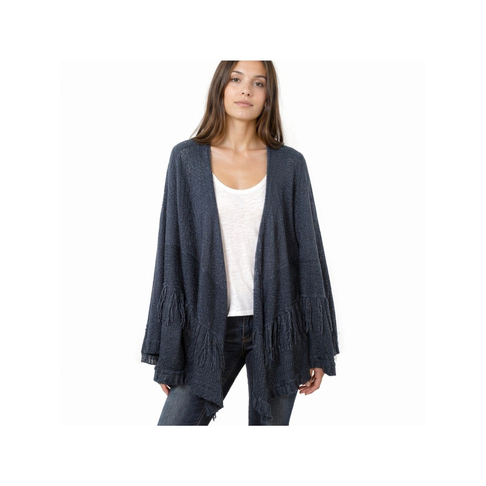 INC International Concepts Dark Navy Fringe Open Cardigan